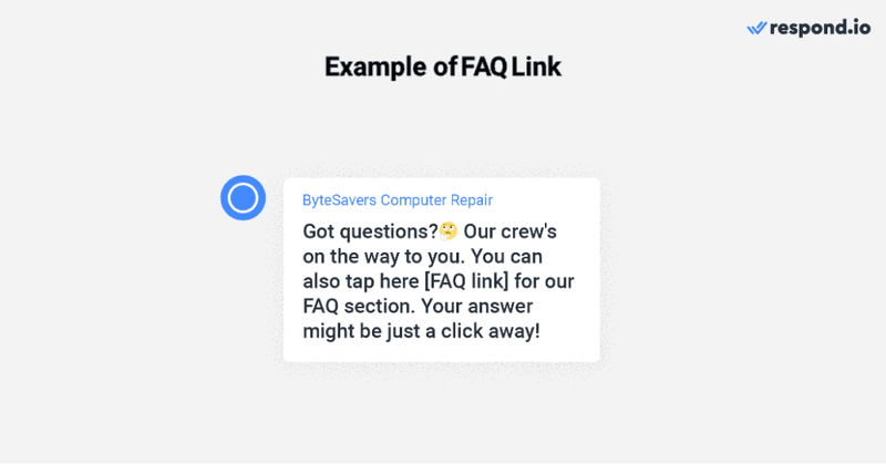 auto reply message for business: FAQ Link