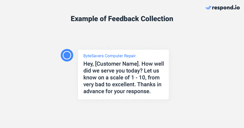 mensagem de resposta automática para empresas: Recolha de feedback