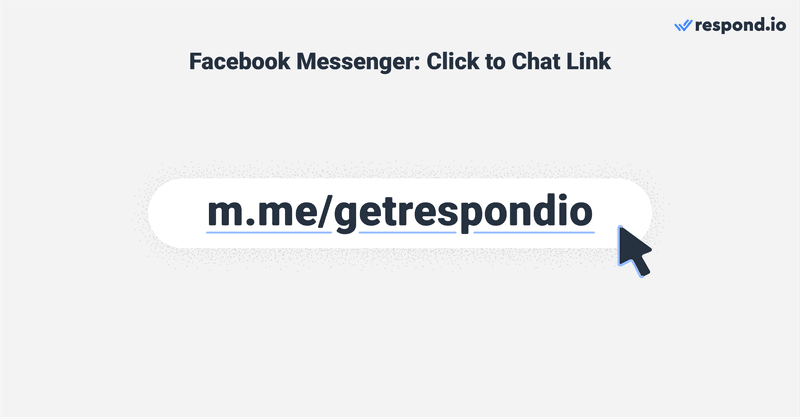 Dies ist ein Bild, das zeigt, wie Facebook Messenger Click to Chat Link aussieht. Messenger-Click-to-Chat-Links sind verkürzte m.me-Links, die Benutzer zu Messenger-Unterhaltungen führen. Sie können Messenger Click to Chat-Links auf Ihrer Website oder in Newslettern einfügen, um Menschen zum Chat mit Ihnen zu führen.