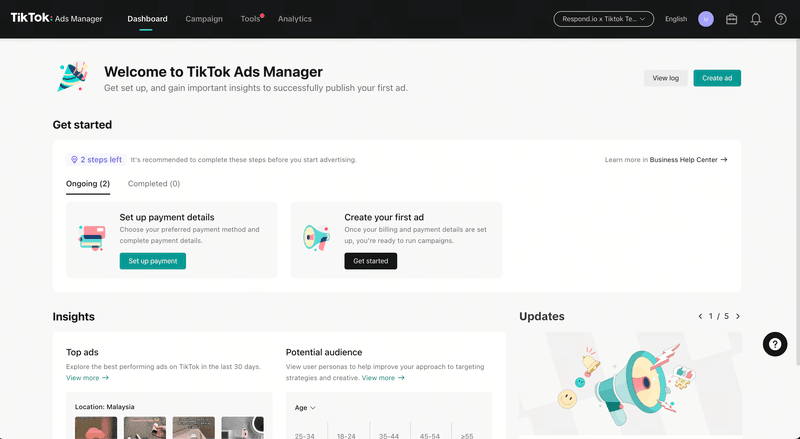 На этом изображении показано, как создавать рекламные кампании в TikTok Ad Manager