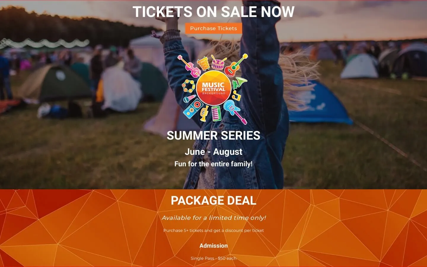 Summer series event ticketing page