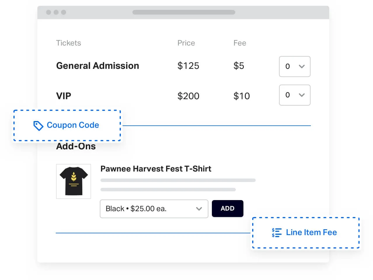 drag and drop event ticketing page builder