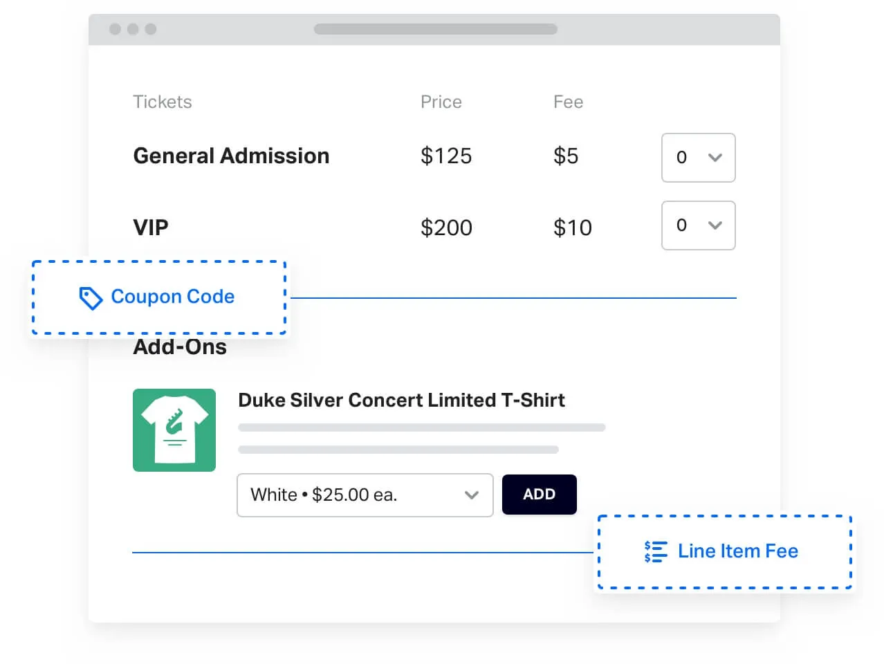 drag and drop event ticketing page builder