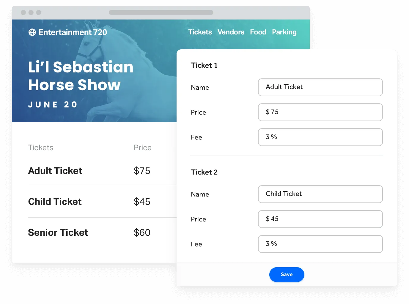 event ticketing software ticket settings