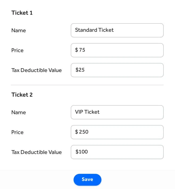 Charitable deduction values