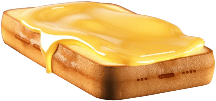 A piece of bread with a yellow liquid on it