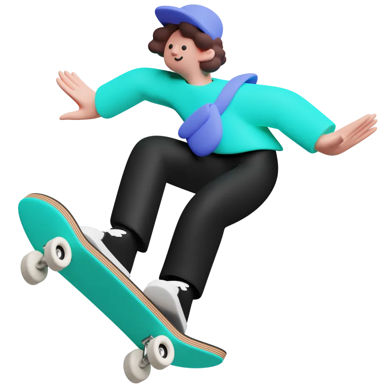 imagen 3D de un niño patinando