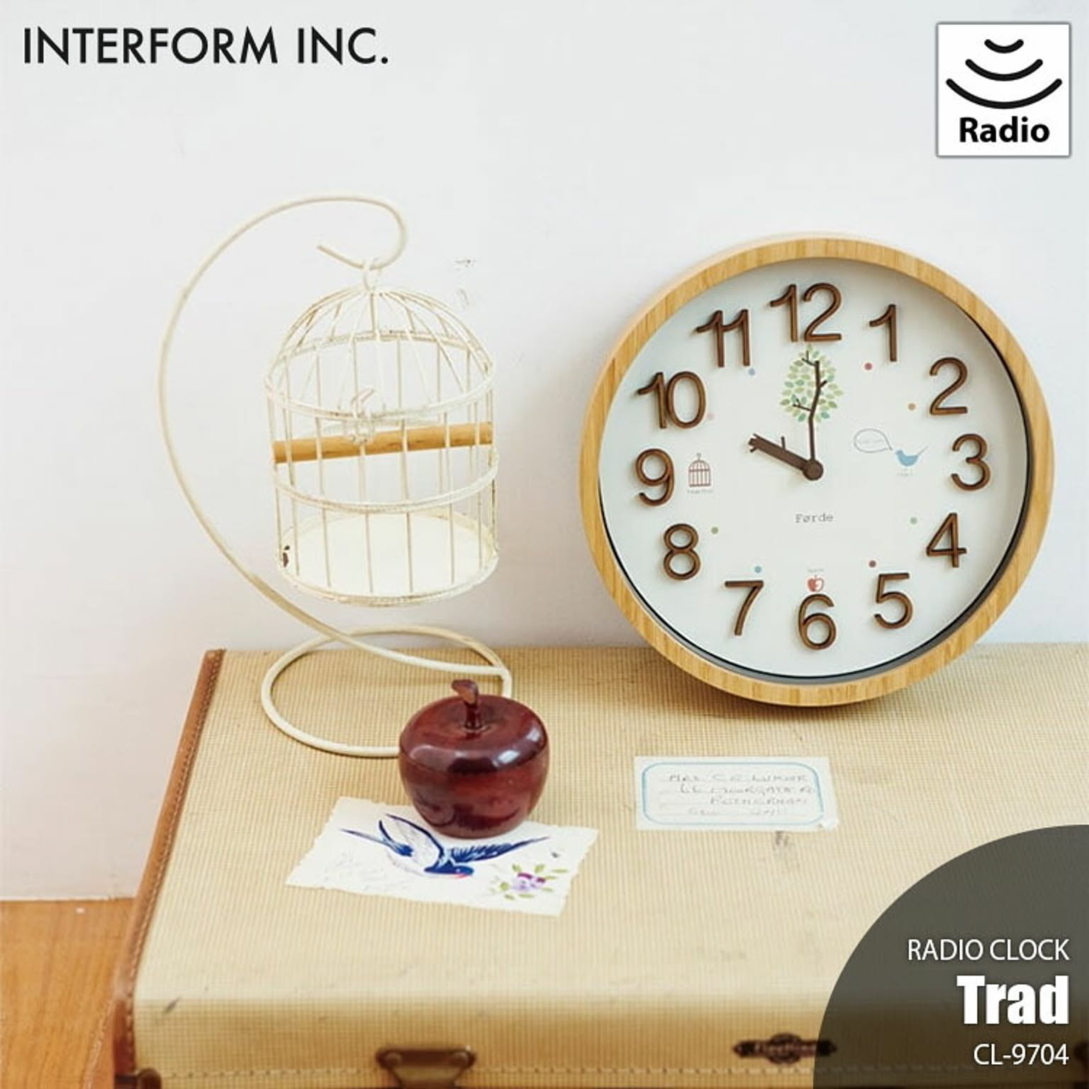 INTERFORM インターフォルム Trad トラド 掛時計 CL-9704 電波時計 壁掛時計 掛け時計 ウォールクロック ステップムーブメント