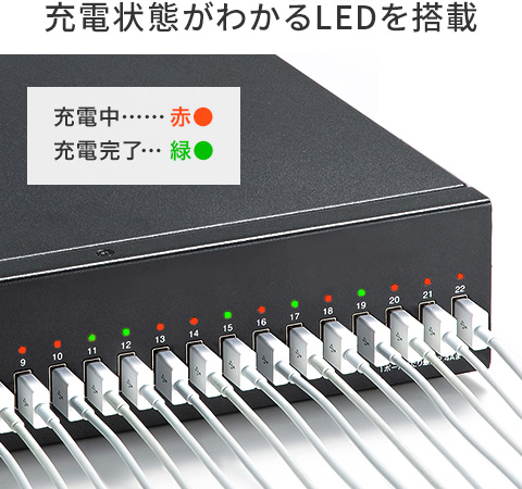 充電状態がわかるLEDを搭載