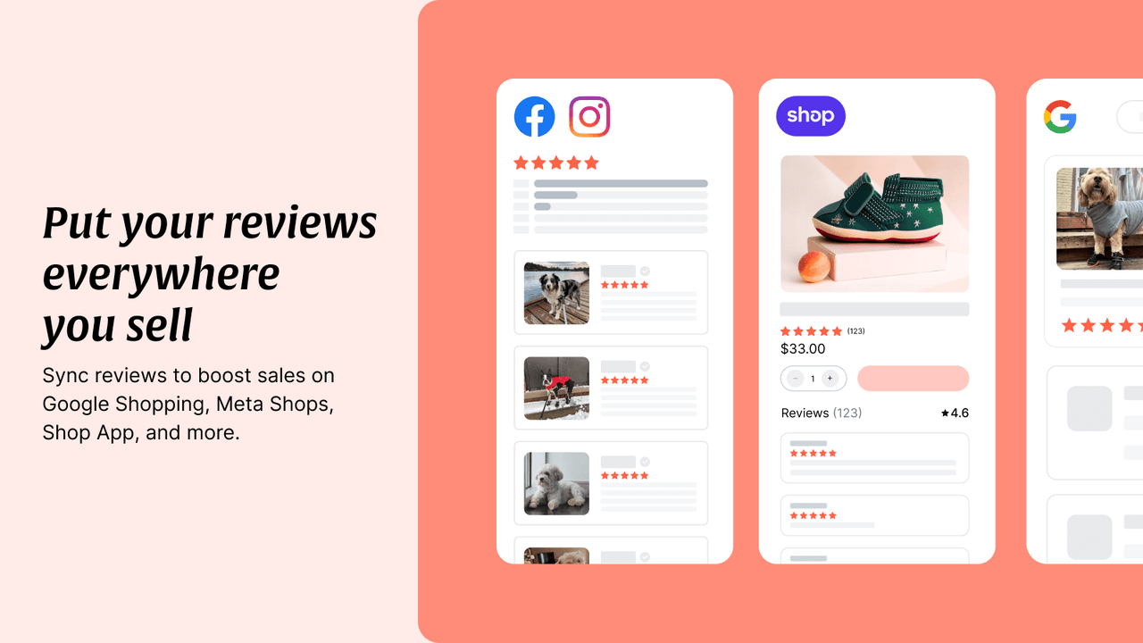 Synchronisez les avis vers Google Shopping, les boutiques Meta et l'application Shop