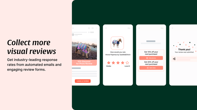 Collectez plus d'avis visuels avec des e-mails automatisés et un formulaire d'avis