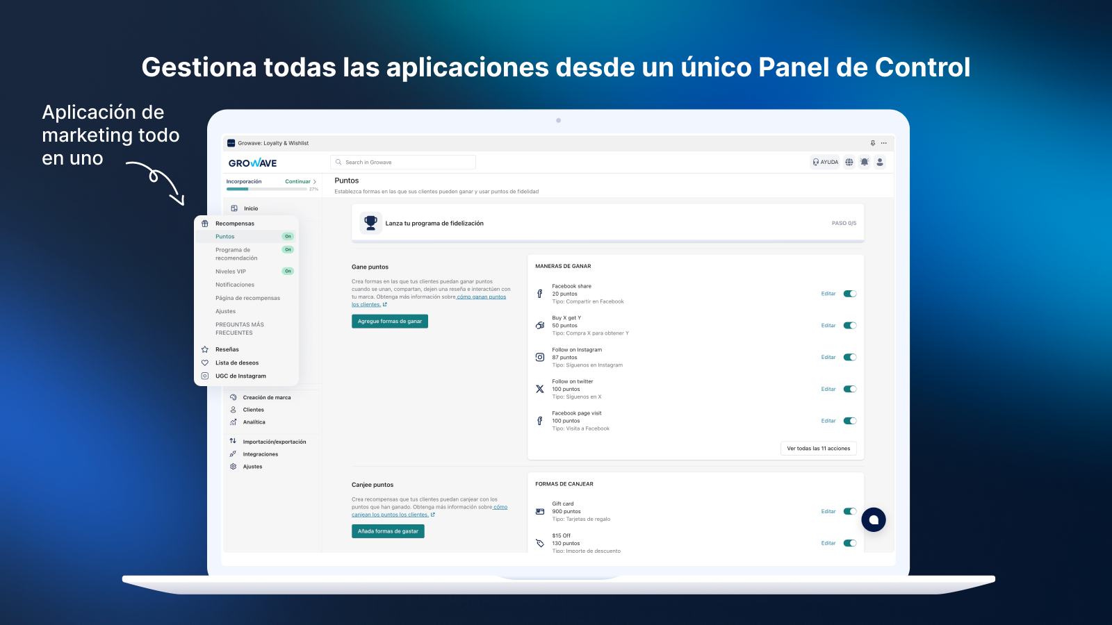 Gestiona todas las aplicaciones desde un único Panel de Control