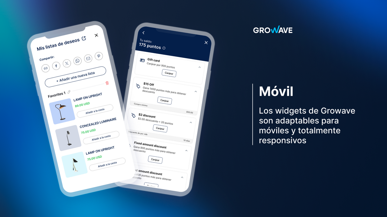 Los widgets de Growave son adaptables para móviles