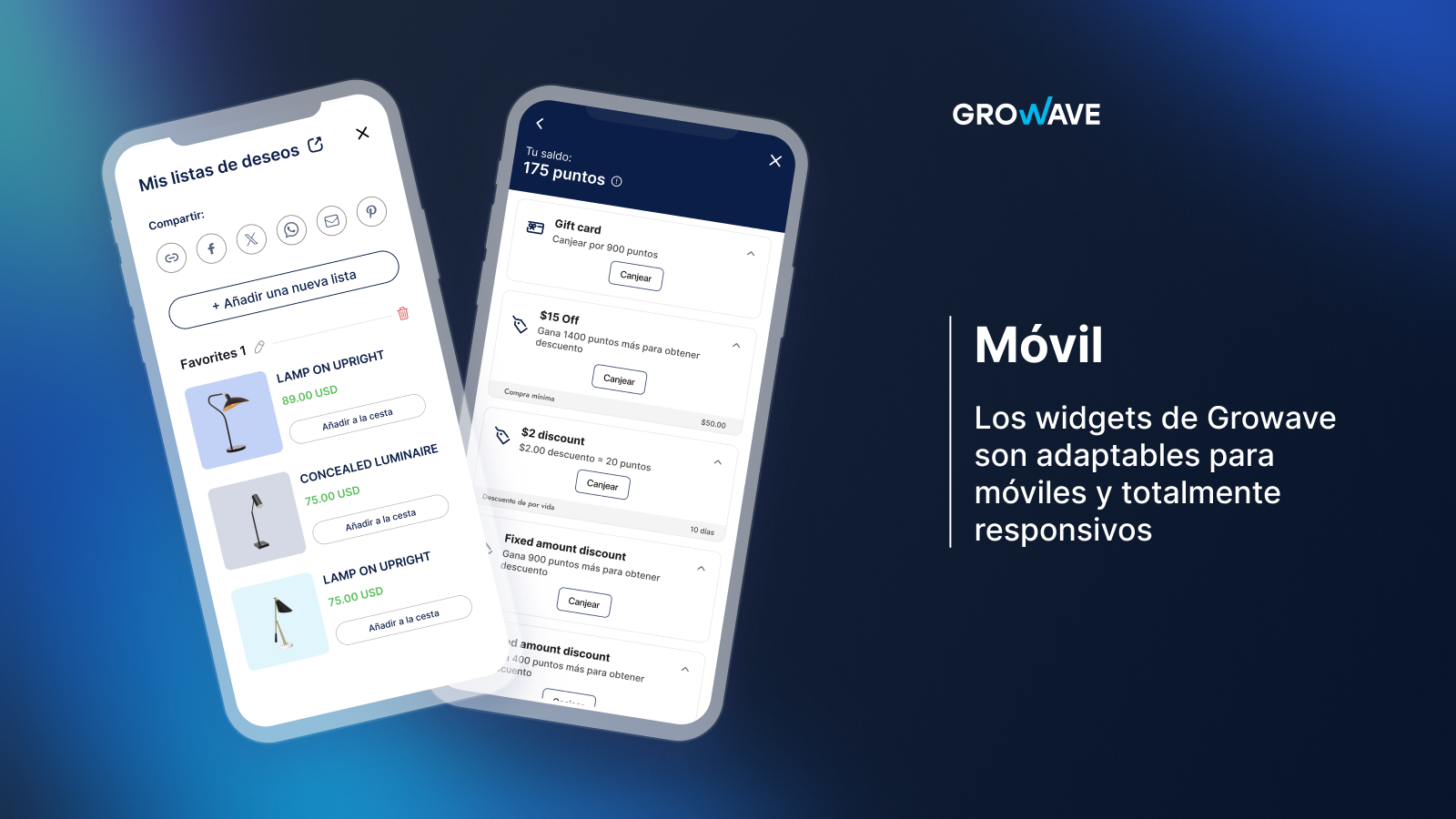 Los widgets de Growave son adaptables para móviles