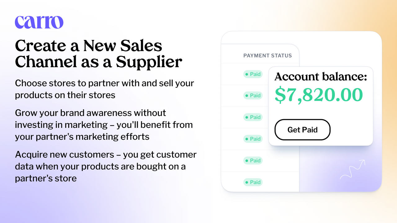 Supply your products on other stores with Carro