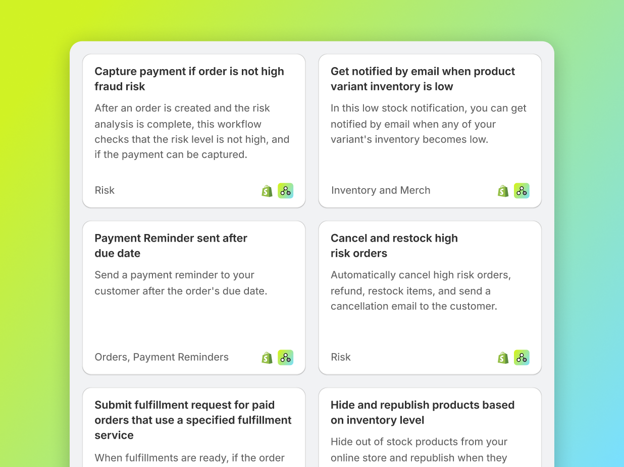 Le module « Templates » de la vue de l’interface administrateur, affichant toutes les catégories de modèles de flux disponibles.