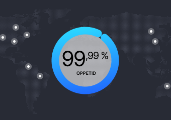 Et verdenskort med en statistik, der viser 99,99 % oppetid