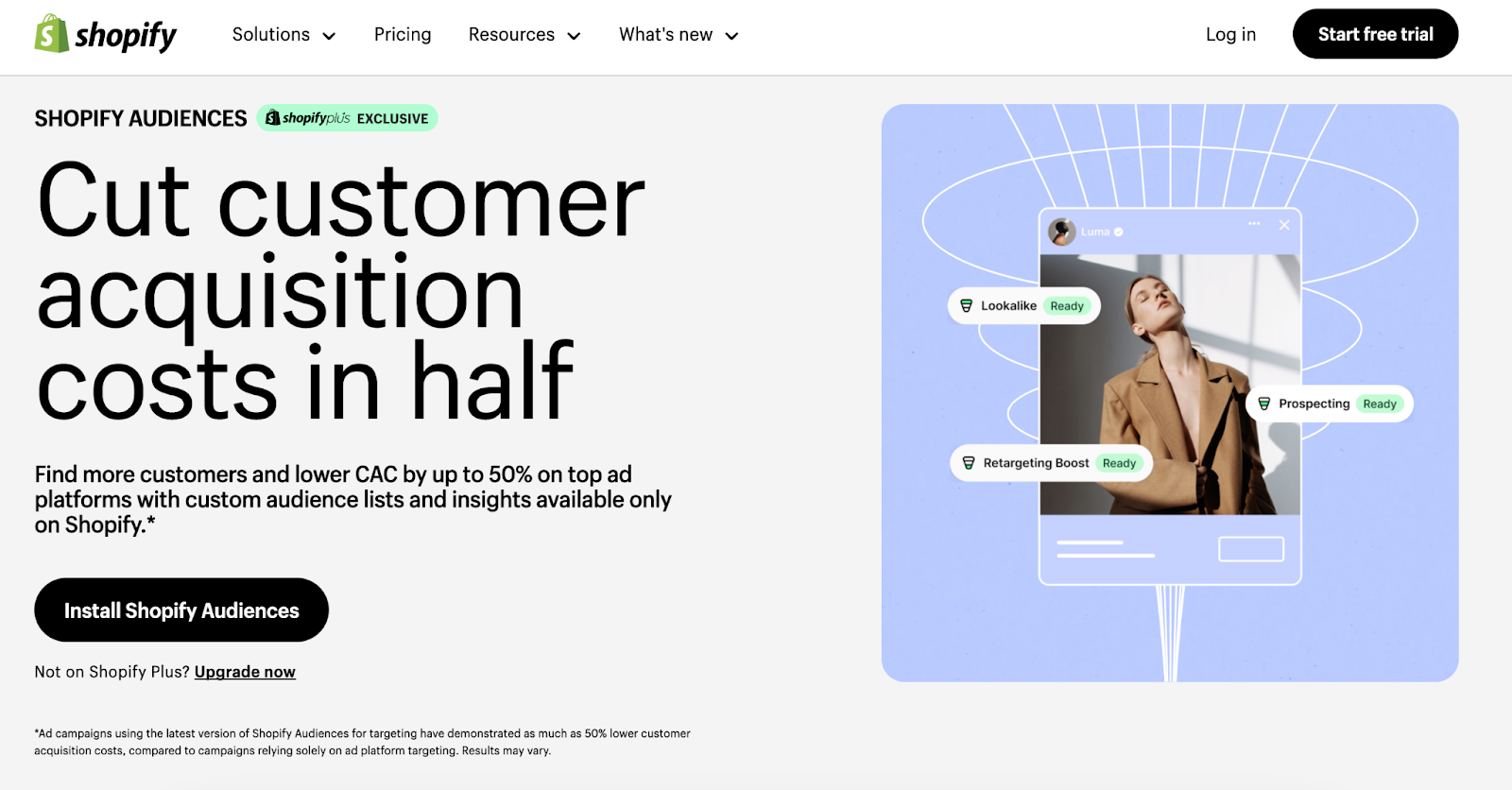 Homepage of Shopify Audiences.