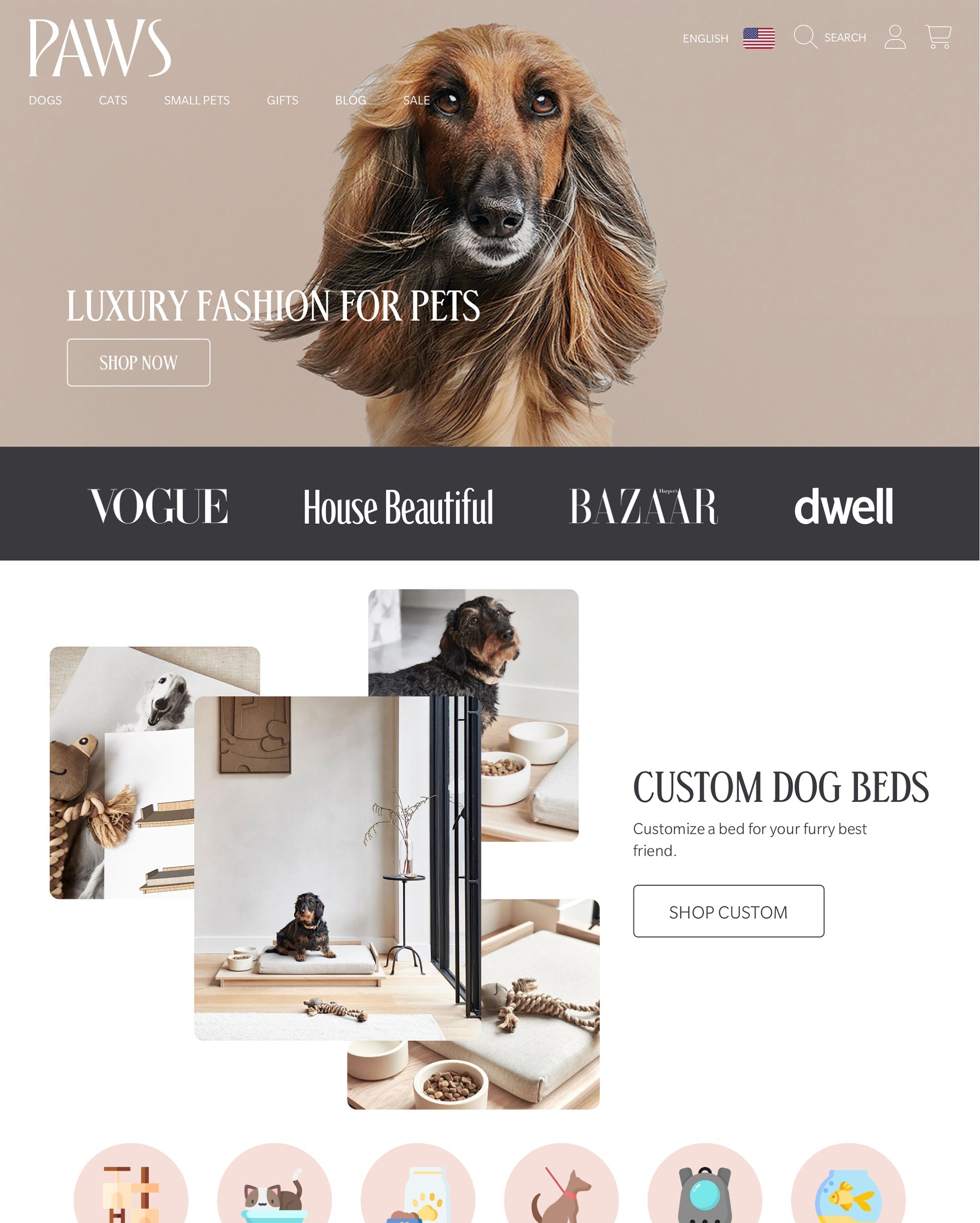 Aperçu de la version pour ordinateur du thème Honey dans le style « Paws »