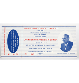 All the Way with LBJ Original Senator Johnson 1960 Dinner Ticket