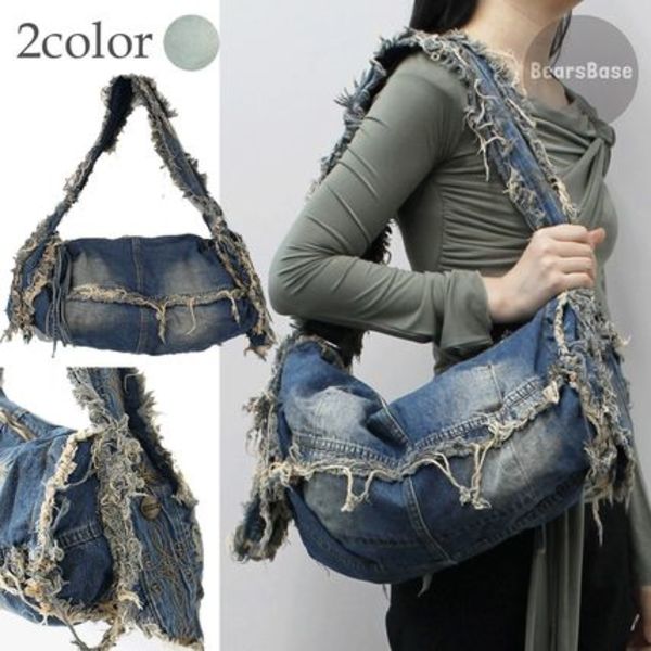 SCULPTOR  Destroyed Denim Duffel Bag 4BFT545