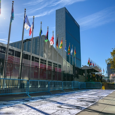 Photo of the flags outside the UN Headquarters