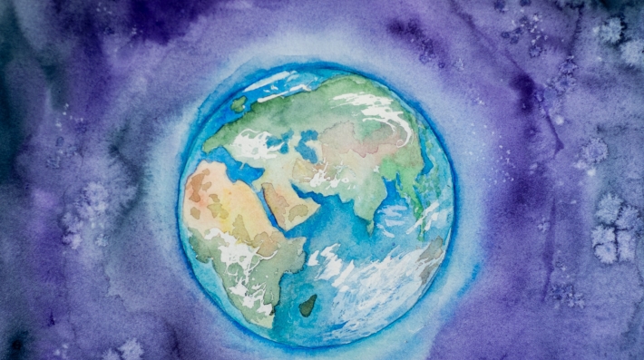 Water painting of earth