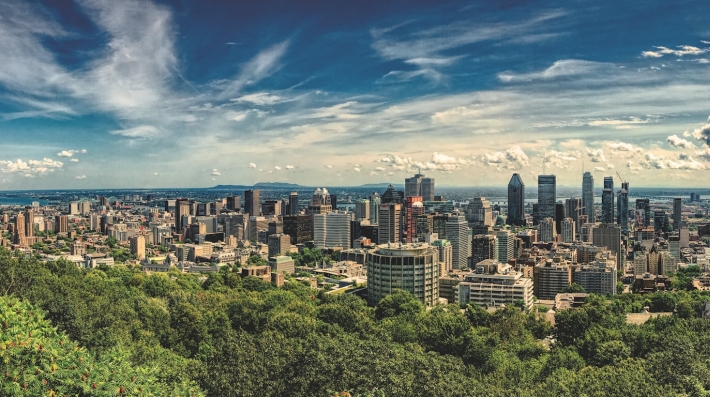 A wide-angle shot of Montreal's skyline