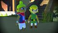 Developmental shot of Tetra alongside Link from The Wind Waker HD