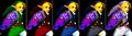 Link's different tunics from Super Smash Bros. Melee