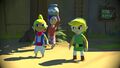 Developmental shot of Tetra alongside Link and Sue-Belle from The Wind Waker HD