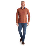 Men's Shoreline Long Sleeve Polo in Copper Orange/Yellow Stripe