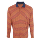 Men's Shoreline Long Sleeve Polo in Copper Orange/Yellow Stripe