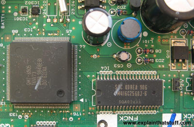 Part of the electronic circuit board from a computer printer