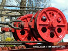 Giant pulley wheels in a large crane