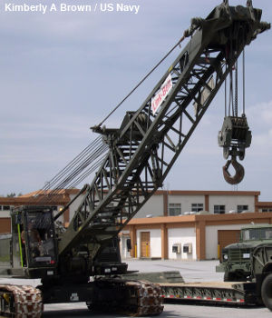 A Link Belt crawler crame with a lattice boom.