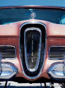 Radiator of a pink Ford Edsel