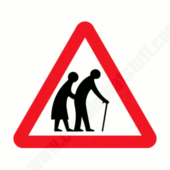 Elderly people UK road traffic sign. Crown copyright.