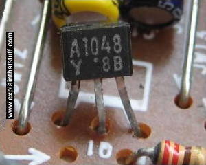 A FET transistor on a printed circuit board.