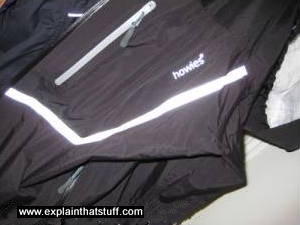 Fluorescent white stripe on a waterproof jacket