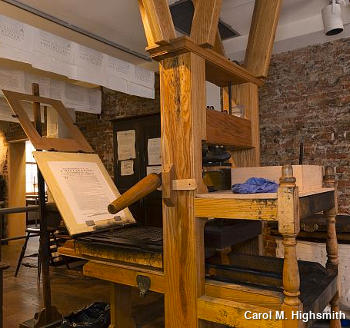 A wooden printing once used by Benjamin Franklin. Photo by Carol M. Highsmith