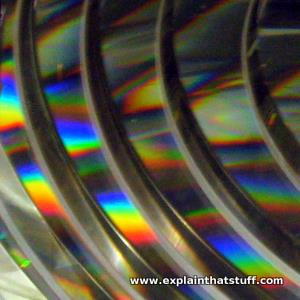 Spectral colors in the glass of a lighthouse Fresnel lens.