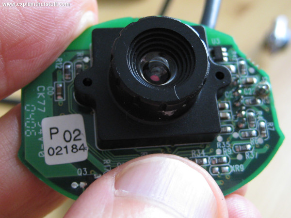 Parts inside a Logitech notebook webcam