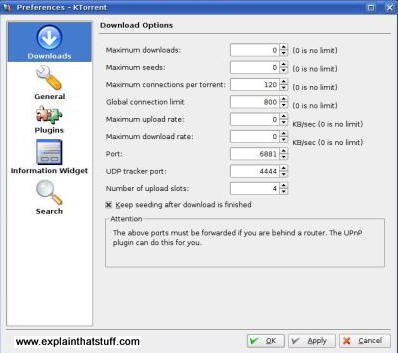 KTorrent: screenshot of Linux BitTorrent client