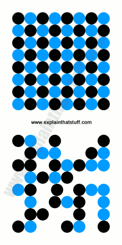 Illustration showing a regular solid crystalline structure and an amorphous structure underneath it.