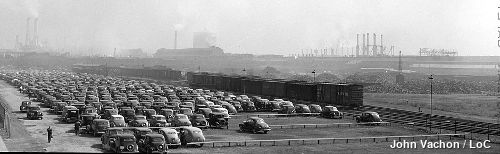 Outside view of the Ford River Rouge Factory by John Vachon.