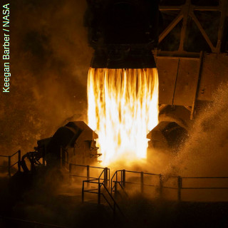 Space rocket engine flames.