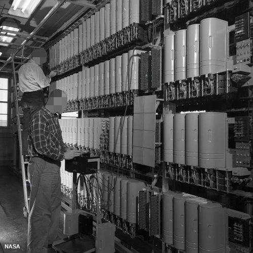 Telephone exchange in 1952.