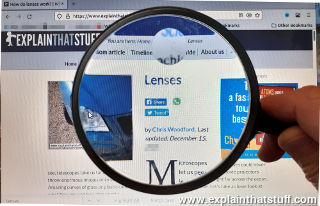 Web page viewed through a magnifying glass