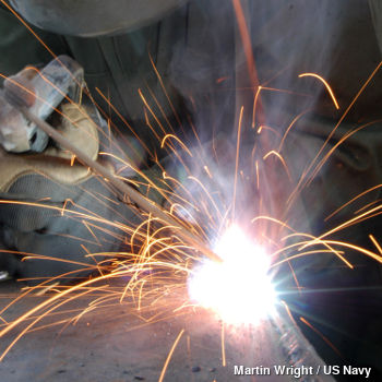 Welding steel and making sparks